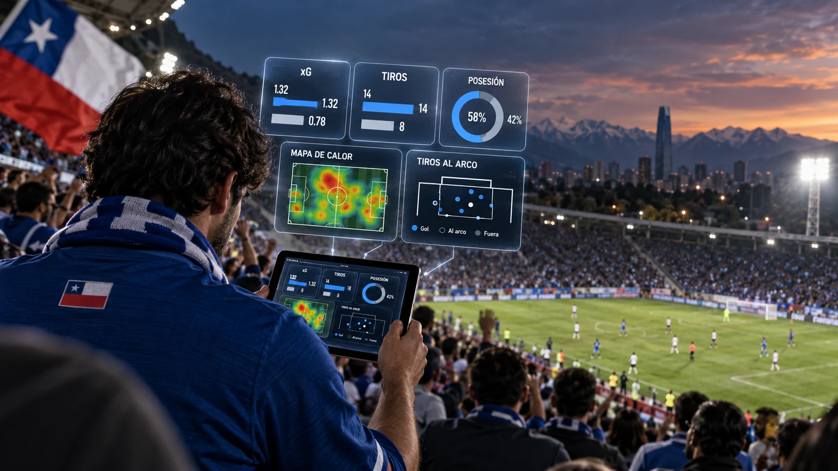 Análisis de estadísticas de un partido de fútbol con datos de goles, tiros y xG.